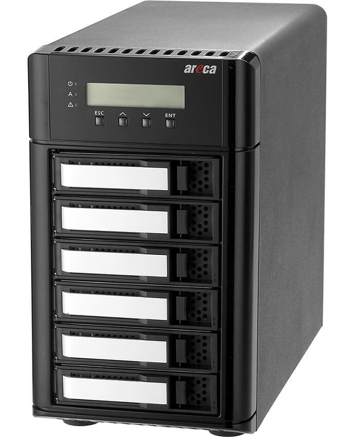 Areca Desktop RAID, 6x 3.5" 12Gb/s SAS,   2x 80/120Gb/s TB5 & USB 3.2 Gen 2